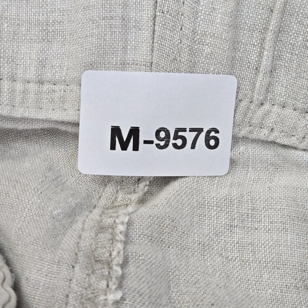 Tasso Elba Island Men Pants L Beige Linen Casual 29